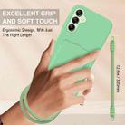 For Samsung Galaxy A14 4G / 5G Integrated Card Bag Solid Color Liquid Silicone Phone Case Gen2 with Short Lanyard(Green) - 3