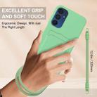 For Samsung Galaxy A15 4G / 5G Integrated Card Bag Solid Color Liquid Silicone Phone Case Gen2 with Short Lanyard(Green) - 3