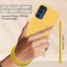 For Samsung Galaxy A15 4G / 5G Integrated Card Bag Solid Color Liquid Silicone Phone Case Gen2 with Short Lanyard(Yellow) - 3