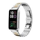 For Huawei Band 10 / 9 / 8 14mm xDfind Seven-bead Solid Stainless Steel Watch Band(Silver Gold) - 1
