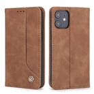 For iPhone 12 mini POLA 008 Series Retro Magnetic Horizontal Flip Leather Case with Holder & Card Slots(Brown) - 1