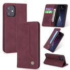 For iPhone 12 mini POLA 008 Series Retro Magnetic Horizontal Flip Leather Case with Holder & Card Slots(Red) - 1