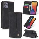 For iPhone 12 / 12 Pro POLA 008 Series Retro Magnetic Horizontal Flip Leather Case with Holder & Card Slots(Black) - 1