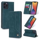 For iPhone 12 / 12 Pro POLA 008 Series Retro Magnetic Horizontal Flip Leather Case with Holder & Card Slots(Blue) - 1