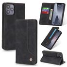 For iPhone 12 Pro Max POLA 008 Series Retro Magnetic Horizontal Flip Leather Case with Holder & Card Slots(Black) - 1