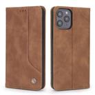 For iPhone 12 Pro Max POLA 008 Series Retro Magnetic Horizontal Flip Leather Case with Holder & Card Slots(Brown) - 1