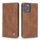 For iPhone 12 Pro Max POLA 008 Series Retro Magnetic Horizontal Flip Leather Case with Holder & Card Slots(Brown) - 2