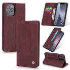 For iPhone 12 Pro Max POLA 008 Series Retro Magnetic Horizontal Flip Leather Case with Holder & Card Slots(Red) - 1