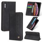 For iPhone X / XS POLA 008 Series Retro Magnetic Horizontal Flip Leather Case with Holder & Card Slots(Black) - 1