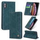 For iPhone X / XS POLA 008 Series Retro Magnetic Horizontal Flip Leather Case with Holder & Card Slots(Blue) - 1