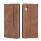 For iPhone XR POLA 008 Series Retro Magnetic Horizontal Flip Leather Case with Holder & Card Slots(Brown) - 1