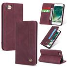 For iPhone 8 / 7 POLA 008 Series Retro Magnetic Horizontal Flip Leather Case with Holder & Card Slots(Red) - 1