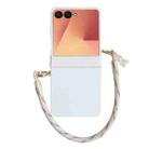 For Samsung Galaxy Z Flip7 5G Integrated Hinge Side Buckle Skin Feel PC Phone Case with Strap(White) - 1