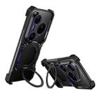 For Huawei Pura 80 Pro Mechanical Arm Borderless MagSafe Holder Metal Phone Case(Black Blue) - 1