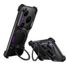 For Huawei Pura 80 Pro Mechanical Arm Borderless MagSafe Holder Metal Phone Case(Black Purple) - 1
