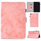 For Samsung Galaxy Tab A7 (2020) T500 Marble Style Cloth Texture Leather Case with Bracket & Card Slot & Pen Slot & Anti Skid Strip(Pink) - 1