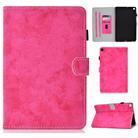 For Samsung Galaxy Tab A7 (2020) T500 Marble Style Cloth Texture Leather Case with Bracket & Card Slot & Pen Slot & Anti Skid Strip(Rose Red) - 1