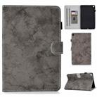 For Samsung Galaxy Tab A7 (2020) T500 Marble Style Cloth Texture Leather Case with Bracket & Card Slot & Pen Slot & Anti Skid Strip(Grey) - 1