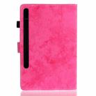 For Samsung Galaxy Tab S8 / Galaxy Tab S7 11.0 T870 Marble Style Cloth Texture Leather Case with Bracket & Card Slot & Pen Slot & Anti Skid Strip(Rose Red) - 3