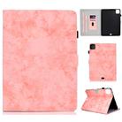 For iPad Air 2022 / 2020 10.9 Marble Style Cloth Texture Leather Case with Bracket & Card Slot & Pen Slot & Anti Skid Strip(Pink) - 1