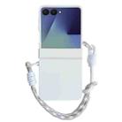 For Samsung Galaxy Z Flip7 5G Integrated Hinge Side Buckle Skin Feel PC Phone Case with Strap(White) - 1