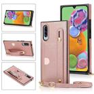 For Samsung Galaxy A90 5G Wrist Strap PU+TPU Shockproof Protective Case with Crossbody Lanyard & Holder & Card Slot(Rose Gold) - 1