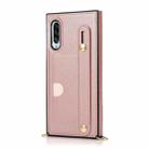 For Samsung Galaxy A90 5G Wrist Strap PU+TPU Shockproof Protective Case with Crossbody Lanyard & Holder & Card Slot(Rose Gold) - 2