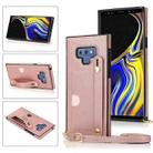 For Samsung Galaxy Note9 Wrist Strap PU+TPU Shockproof Protective Case with Crossbody Lanyard & Holder & Card Slot(Rose Gold) - 1