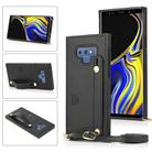 For Samsung Galaxy Note9 Wrist Strap PU+TPU Shockproof Protective Case with Crossbody Lanyard & Holder & Card Slot(Black) - 1