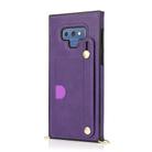 For Samsung Galaxy Note9 Wrist Strap PU+TPU Shockproof Protective Case with Crossbody Lanyard & Holder & Card Slot(Purple) - 2