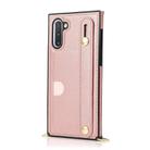 For Samsung Galaxy Note 10 Wrist Strap PU+TPU Shockproof Protective Case with Crossbody Lanyard & Holder & Card Slot(Rose Gold) - 2