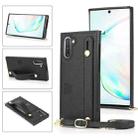 For Samsung Galaxy Note 10 Wrist Strap PU+TPU Shockproof Protective Case with Crossbody Lanyard & Holder & Card Slot(Black) - 1