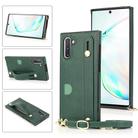 For Samsung Galaxy Note 10 Wrist Strap PU+TPU Shockproof Protective Case with Crossbody Lanyard & Holder & Card Slot(Green) - 1