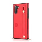 For Samsung Galaxy Note 10 Wrist Strap PU+TPU Shockproof Protective Case with Crossbody Lanyard & Holder & Card Slot(Red) - 2