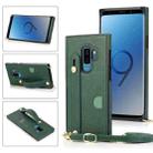 For Samsung Galaxy S9 Plus Wrist Strap PU+TPU Shockproof Protective Case with Crossbody Lanyard & Holder & Card Slot(Green) - 1