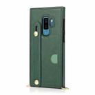 For Samsung Galaxy S9 Plus Wrist Strap PU+TPU Shockproof Protective Case with Crossbody Lanyard & Holder & Card Slot(Green) - 2