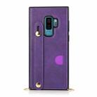 For Samsung Galaxy S9 Plus Wrist Strap PU+TPU Shockproof Protective Case with Crossbody Lanyard & Holder & Card Slot(Purple) - 2