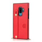 For Samsung Galaxy S9 Plus Wrist Strap PU+TPU Shockproof Protective Case with Crossbody Lanyard & Holder & Card Slot(Red) - 2