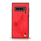 For Samsung Galaxy S10e Wrist Strap PU+TPU Shockproof Protective Case with Crossbody Lanyard & Holder & Card Slot(Red) - 2