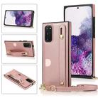 For Samsung Galaxy S20 Wrist Strap PU+TPU Shockproof Protective Case with Crossbody Lanyard & Holder & Card Slot(Rose Gold) - 1