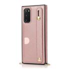 For Samsung Galaxy S20 Wrist Strap PU+TPU Shockproof Protective Case with Crossbody Lanyard & Holder & Card Slot(Rose Gold) - 2