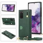 For Samsung Galaxy S20 Wrist Strap PU+TPU Shockproof Protective Case with Crossbody Lanyard & Holder & Card Slot(Green) - 1