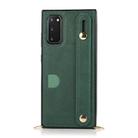For Samsung Galaxy S20 Plus Wrist Strap PU+TPU Shockproof Protective Case with Crossbody Lanyard & Holder & Card Slot(Green) - 1