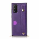 For Samsung Galaxy S20 Plus Wrist Strap PU+TPU Shockproof Protective Case with Crossbody Lanyard & Holder & Card Slot(Purple) - 2