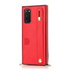 For Samsung Galaxy S20 Plus Wrist Strap PU+TPU Shockproof Protective Case with Crossbody Lanyard & Holder & Card Slot(Red) - 2