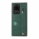 For Samsung Galaxy S20 Ultra Wrist Strap PU+TPU Shockproof Protective Case with Crossbody Lanyard & Holder & Card Slot(Green) - 2