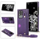 For Samsung Galaxy S20 Ultra Wrist Strap PU+TPU Shockproof Protective Case with Crossbody Lanyard & Holder & Card Slot(Purple) - 1