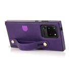 For Samsung Galaxy S20 Ultra Wrist Strap PU+TPU Shockproof Protective Case with Crossbody Lanyard & Holder & Card Slot(Purple) - 3