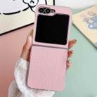 For Samsung Galaxy Z Flip5 Litchi Texture Leather Clear Jelly PC Phone Case(Pink) - 2