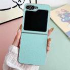 For Samsung Galaxy Z Flip5 Litchi Texture Leather Clear Jelly PC Phone Case(Mint Green) - 2